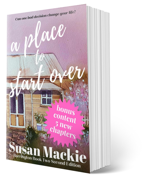 Paperback image of A Place to Start Over small town romance with cover art original watercolour painting by Fiona Hayes